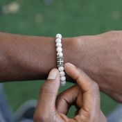 Cross Men Bracelet with Howlite Stones