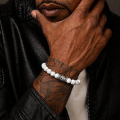 Bracelet Howlite avec Arbre Familial pour Homme