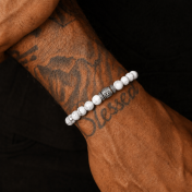 Bracelet Howlite avec Arbre Familial pour Homme