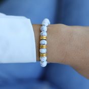 Pulsera con Nombre de Howlita para Mujer [Oro Vermeil de 18K]