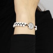 Precious Spot Howlite Engraved Map Bracelet [Sterling Silver]