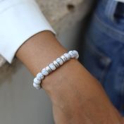 Howlite Women Name Bracelet with 0.20 ct Diamonds [Silver]