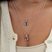 Enchanted Drop Layered Birthstone Necklace [Sterling Silver]