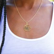 Boom des Levens Naam en Geboortesteen Ketting [18K Goud Verguld]