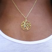 Boom des Levens Naam en Geboortesteen Ketting [18K Goud Verguld]