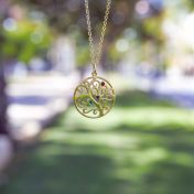 Boom des Levens Naam en Geboortesteen Ketting [18K Goud Verguld]