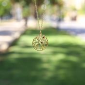 Boom des Levens Naam en Geboortesteen Ketting [18K Goud Verguld]