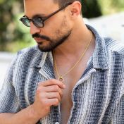 Collier Cercle infini Signature avec Prénoms pour Homme - Plaqué Or 18ct