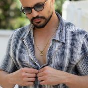 Collier Cercle infini Signature avec Prénoms pour Homme - Plaqué Or 18ct