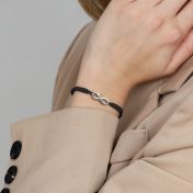 Infinity Name Bracelet - Wide Black String [Sterling Silver]
