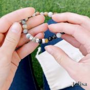 Bracelet Jaspe Picasso Avec Prénoms pour Femme [Argent 925]