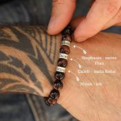 Bracelet Homme Œil de Tigre Rouge avec Sphères Personnalisées