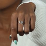 Karma Circle Initial Ring with a Diamond [Sterling Silver]