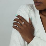 Karma Circle Initial Ring with a Diamond [Sterling Silver]
