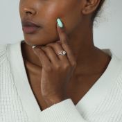 Karma Circle Initial Ring with a Diamond [Sterling Silver]