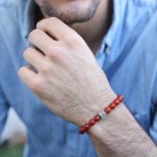 Bracelet Cornaline Classique pour Homme - Argent 925