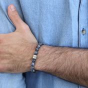 Pulsera de Hombre Clásica de Labradorita - Plata de Ley