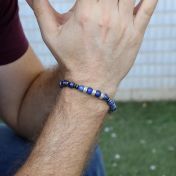 Bracelet Lapis Lazuli et Hématite Avec Noms pour Hommes - Argent 925