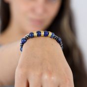 Lapis Lazuli en Hematiet Naam Armband [18K Goud Verguld]