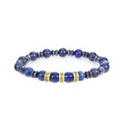 Lapis Lazuli en Hematiet Naam Armband [18K Goud Verguld]