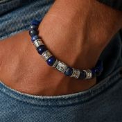 Family Tree Men Name Bracelet with Lapis Lazuli Stones [Silver]