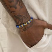 Herrenarmband aus Lapis Lazuli mit Nano-Bibel und Gravur [750er vergoldet]