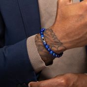 Herrenarmband aus Lapis Lazuli mit Nano-Bibel [Sterlingsilber]