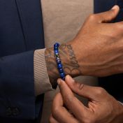 Herrenarmband aus Lapis Lazuli mit Nano-Bibel [Sterlingsilber]