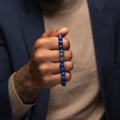 Herrenarmband aus Lapis Lazuli mit Nano-Bibel [Sterlingsilber]