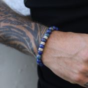 Bracelet Lapis Lazuli avec Prénoms pour Homme