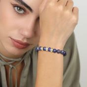 Lapis Lazuli Women Name Bracelet with Diamonds [18K Gold Vermeil]