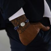 Bracelet Lapis Lazuli Silhouette Carte pour Hommes [Argent 925]