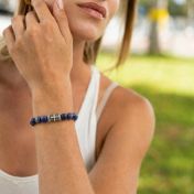 Cross Women Bracelet With Lapis Lazuli Stones [Silver]