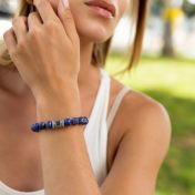 Lapis Lazuli Women Bracelet with Nano Bible [Silver]