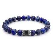 Lapis Lazuli Women Bracelet with Nano Bible [Silver]