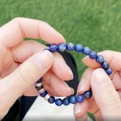 Armband aus Lapislazuli mit Gravur für Damen [Silber]