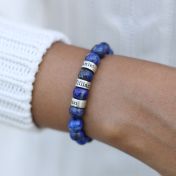 Armband aus Lapislazuli mit Gravur für Damen [Silber]