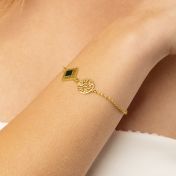 Lebensbaum Namensarmband mit Nano Bibel [750er Gold Vermeil]