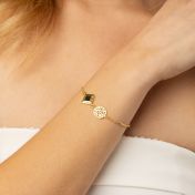 Lebensbaum Namensarmband mit Nano Bibel [750er Gold Vermeil]