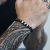Bracciale con Nome in Pietra Lavica e Diaspro Sangue di Drago - Argento 925