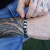 Bracciale con Nome in Pietra Lavica e Diaspro Sangue di Drago - Argento 925