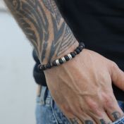 Bracciale con Nome in Pietra Lavica e Diaspro Sangue di Drago - Argento 925