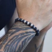 Lava en Labradoriet Naam Armband - Sterling Zilver