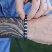 Lava en Labradoriet Naam Armband - Sterling Zilver