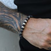 Lava en Labradoriet Naam Armband - Sterling Zilver