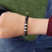 Bracciale con Nome in Pietra Lavica e Diaspro Sangue di Drago - Argento 925