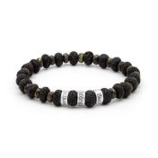 Bracciale con Nome in Pietra Lavica e Diaspro Sangue di Drago - Argento 925