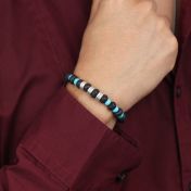 Namensarmband aus Lavastein und Türkisblauem Howlith - Sterlingsilber