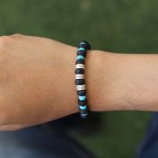 Namensarmband aus Lavastein und Türkisblauem Howlith - Sterlingsilber