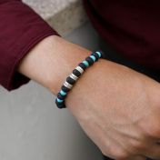 Namensarmband aus Lavastein und Türkisblauem Howlith - Sterlingsilber